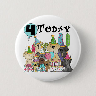 Macaron Rond 5 Cm Chiots 4e anniversaire Bash Tshirts et cadeaux