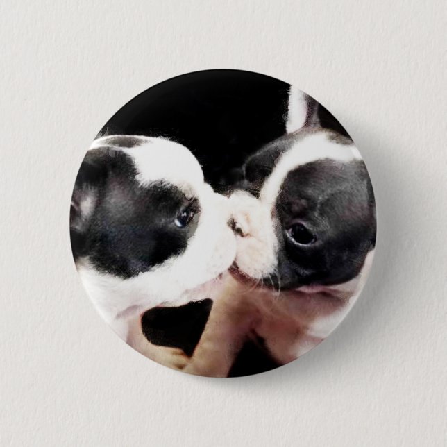 Macaron Rond 5 Cm Chiots de bouledogue français (Devant)