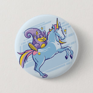 Macaron Rond 5 Cm Chipmunk et Unicorn, Amis magiques