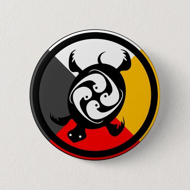 Macaron Rond 5 Cm Chippewa Dodem Miskwaadesi (Devant)