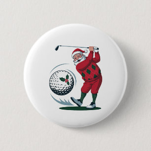 Macaron Rond 5 Cm Chirstmas Imaginaire Golf Jouer Père Noël