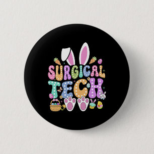 Macaron Rond 5 Cm Chirurgie Happy Jour de Pâques Bunny Surg Technici