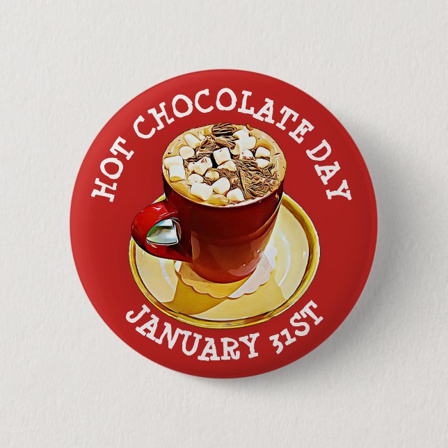 Macaron Rond 5 Cm Chocolat chaud Jour 31 Janvier Fêtes Bouton (Devant)