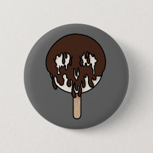 Macaron Rond 5 Cm Chocolat doux mortel Crâne Ice Pop
