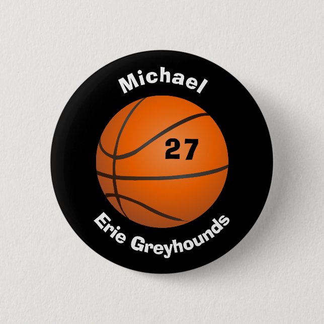 Macaron Rond 5 Cm Choisissez votre basket-ball personnalisé par (Devant)