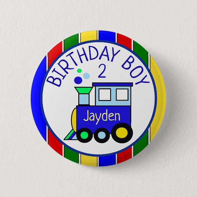 Macaron Rond 5 Cm Choo Choo Train Personnalisé Anniversaire Nom du g (Devant)