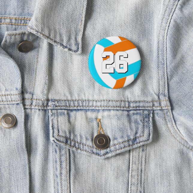 Macaron Rond 5 Cm choose ANY team colors w jersey number volleyball (En situation)