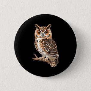 Macaron Rond 5 Cm Chouette drôle illustration réaliste d'oiseau perc