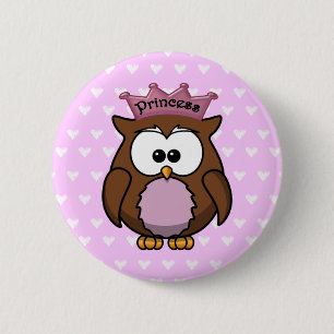 Macaron Rond 5 Cm chouette princesse