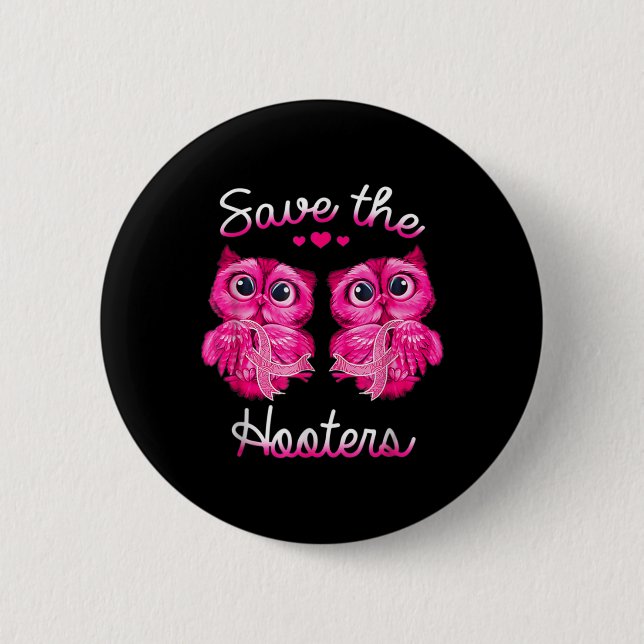 Macaron Rond 5 Cm Chouettes Sauver Un Hooters Pink Ribbon Cancer du  (Devant)