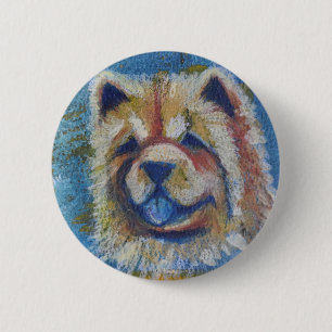Macaron Rond 5 Cm Chow Chow Abstrait