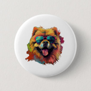 Macaron Rond 5 Cm Chow Chow Chien Chien chinois race pour un Chow Ch
