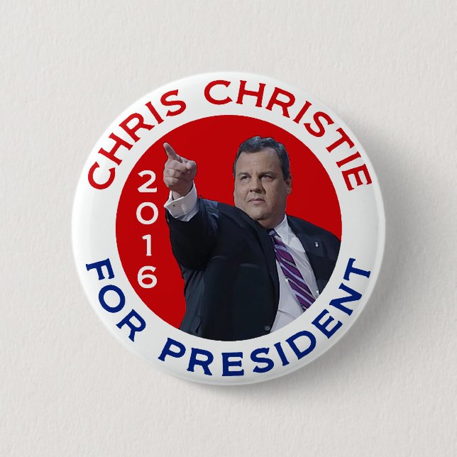 Macaron Rond 5 Cm Chris Christie pour le président 2016 (Devant)