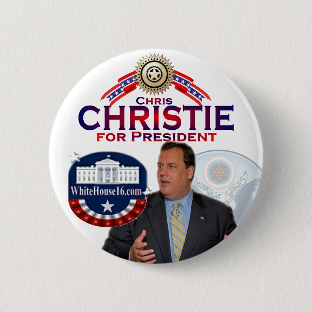 Macaron Rond 5 Cm Chris Christie pour le Président Button (Devant)
