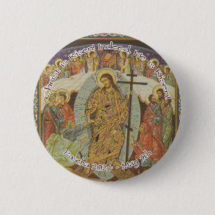 Macaron Rond 5 Cm Christ chrétien orthodoxe ressuscité Anglais 2024