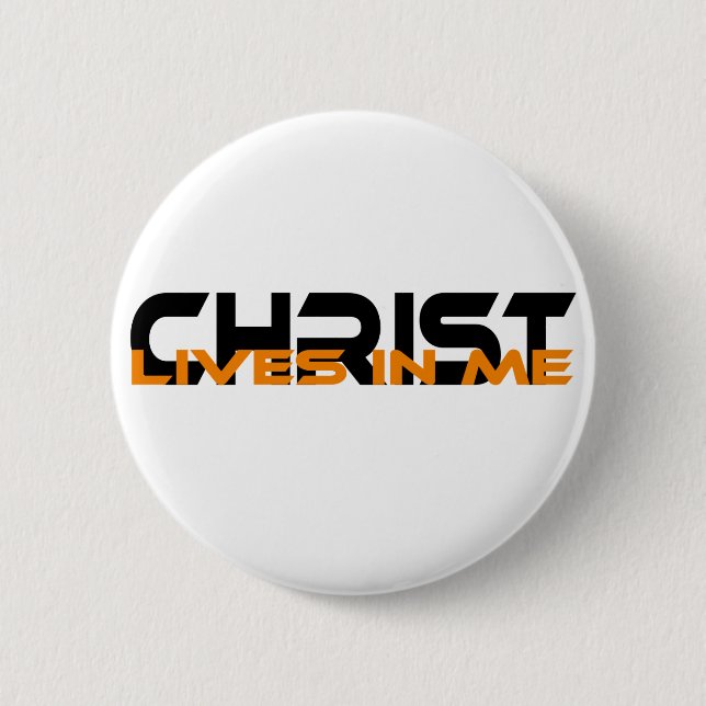 Macaron Rond 5 Cm Christ lives in me Noir Orange (Devant)