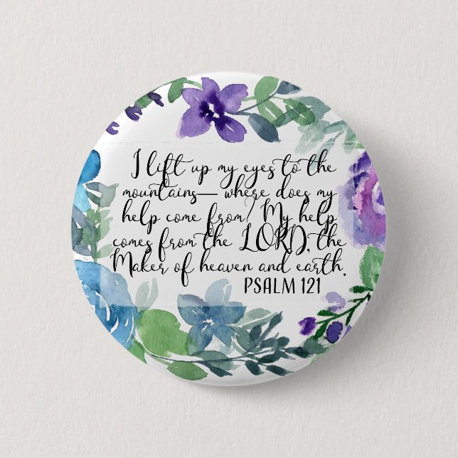 Macaron Rond 5 Cm Christian art Psaume 121 (Devant)