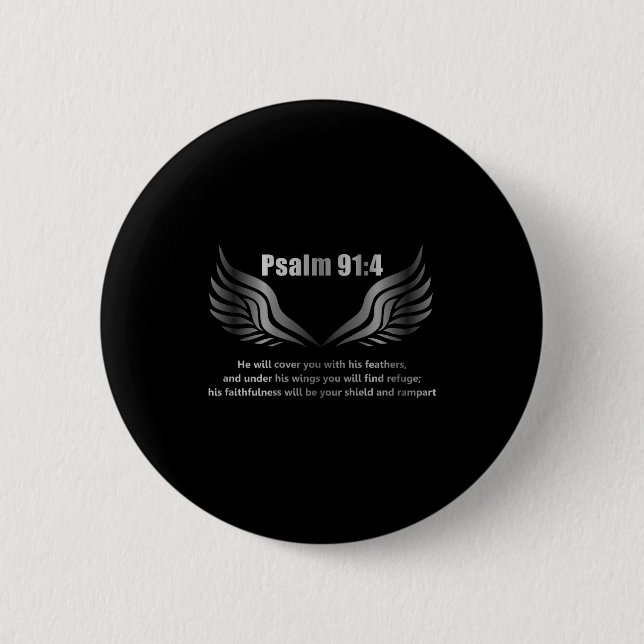 Macaron Rond 5 Cm Christian Bible Verse Quote Psalm 91 4 Design On T (Devant)
