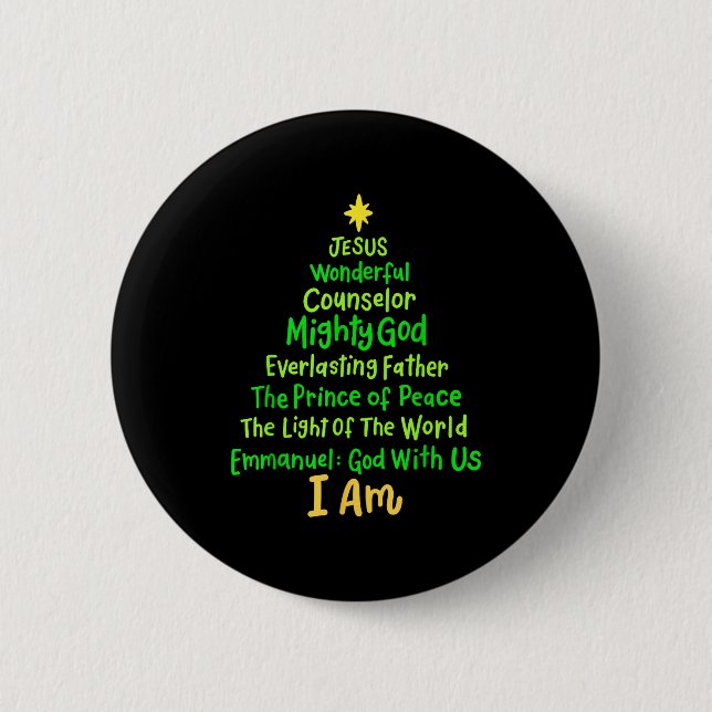 Macaron Rond 5 Cm Christian Christmas Jesus Bible Names Xmas Tree Sh (Devant)