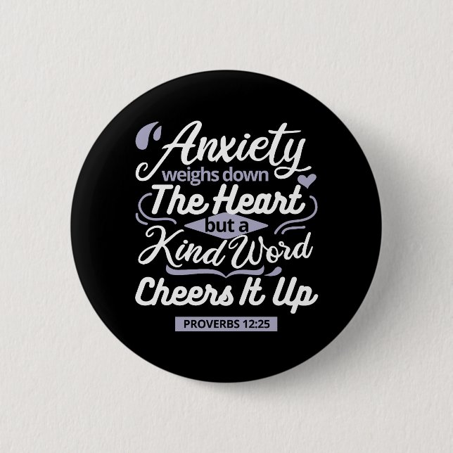 Macaron Rond 5 Cm Christian Encouragement Quote – Anxiety & Kindness (Devant)