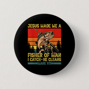 Macaron Rond 5 Cm Christian Fishman Jésus M'A Fait Un Fisher D'Homme