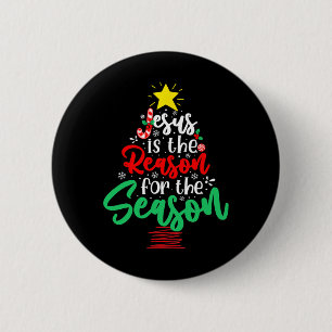 Macaron Rond 5 Cm Christian Jésus Est La Raison De Noël Arbre De Noë