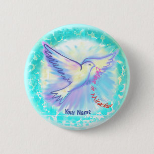 Macaron Rond 5 Cm Christian Miracles Dove