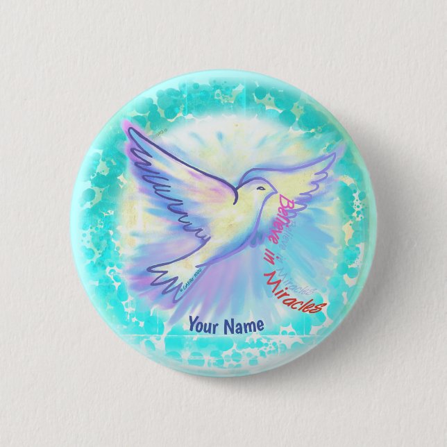 Macaron Rond 5 Cm Christian Miracles Dove (Devant)