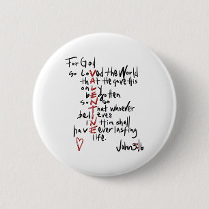 Macaron Rond 5 Cm Christian Valentines Jean 3_16 Pour Dieu Si Aimé L