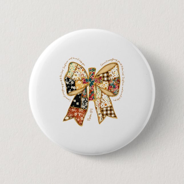 Macaron Rond 5 Cm Christian Verse Bible Jesus Coquette Bow Patchwork (Devant)
