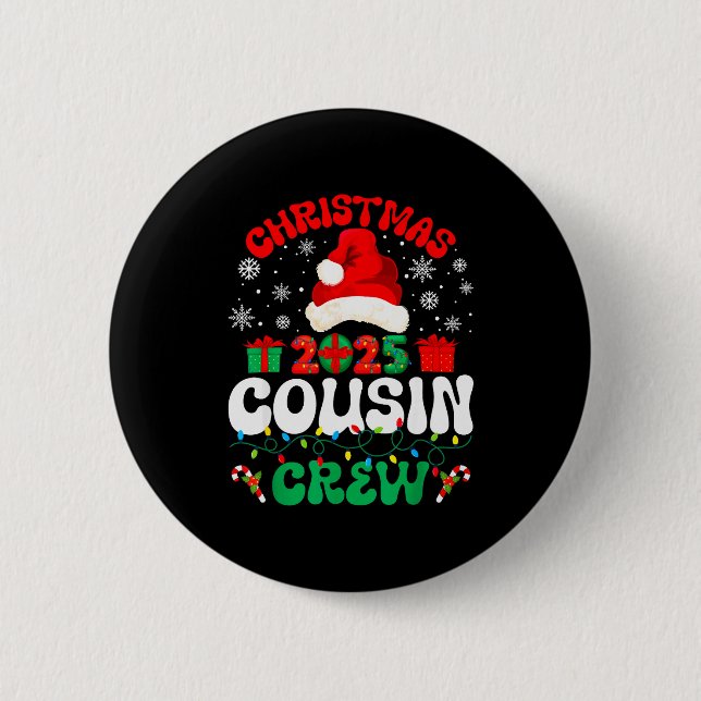 Macaron Rond 5 Cm Christmas 2025 Cousin Crew Xmas Funny Matching Fam (Devant)