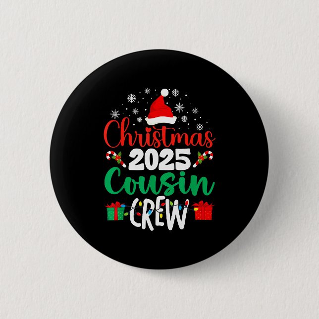 Macaron Rond 5 Cm Christmas 2025 Cousin Crew Xmas Matching Family Gr (Devant)