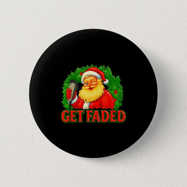 Macaron Rond 5 Cm Christmas Barber Get Faded  (Devant)