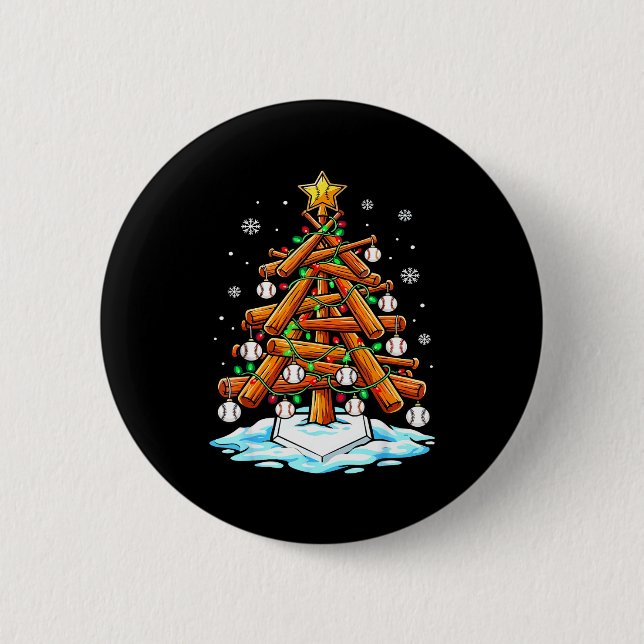 Macaron Rond 5 Cm Christmas Baseball Tree Lights Xmas  (Devant)