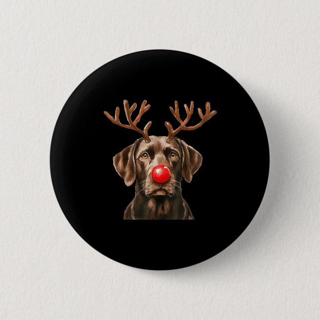 Macaron Rond 5 Cm Christmas Brown Labrador Retriever Reindeer Dog Lo (Devant)