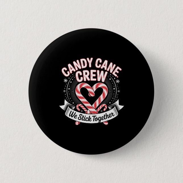 Macaron Rond 5 Cm Christmas Candy Cane Heart Crew Family Matching Pa (Devant)