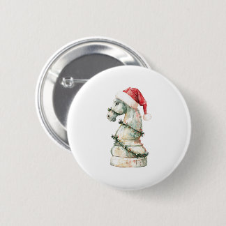 Macaron Rond 5 Cm Christmas Chess Knight Pin Button – Watercolor Che