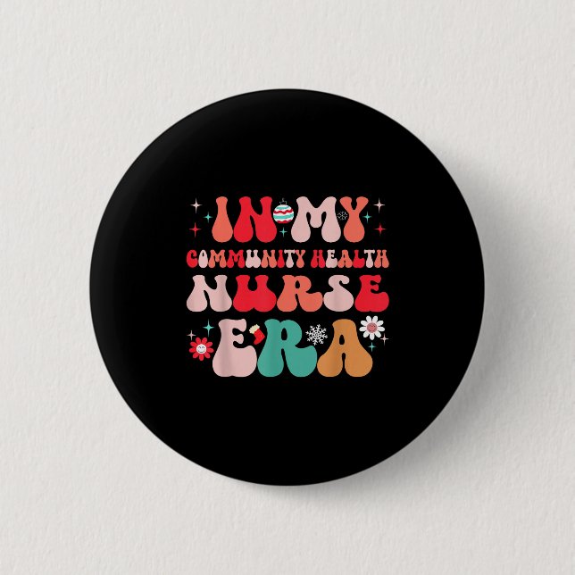 Macaron Rond 5 Cm Christmas Community Health Nurse Present For Funny (Devant)