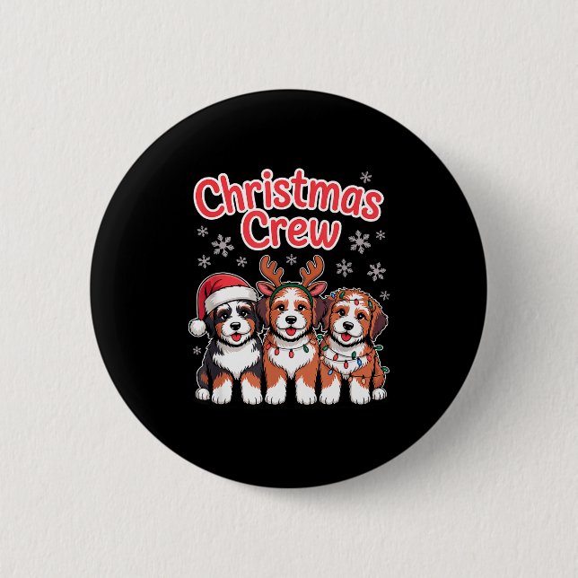 Macaron Rond 5 Cm Christmas Crew Xmas Puppy Dog Funny Christmas Bern (Devant)