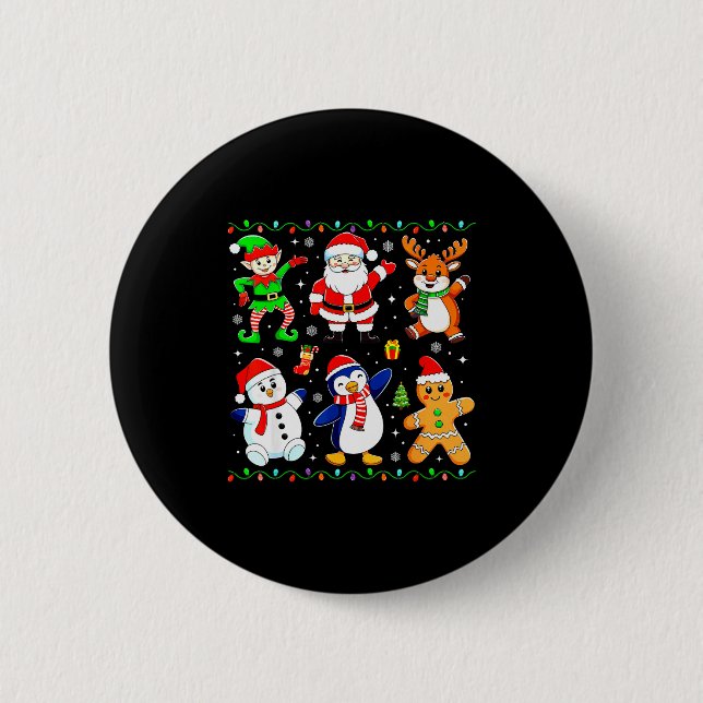 Macaron Rond 5 Cm Christmas Dabbing Santa Elf Friends Boys Girls Men (Devant)