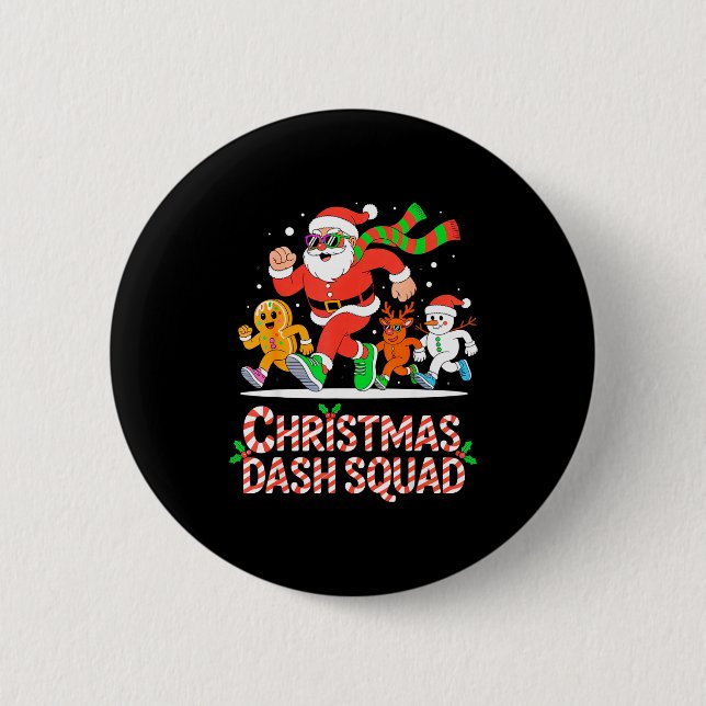 Macaron Rond 5 Cm Christmas Dash Squad Running Runner Marathon Team  (Devant)