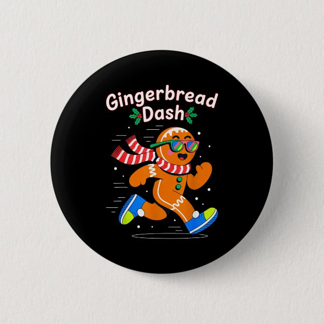 Macaron Rond 5 Cm Christmas Gingerbread Dash Running Runner Xmas Mar (Devant)