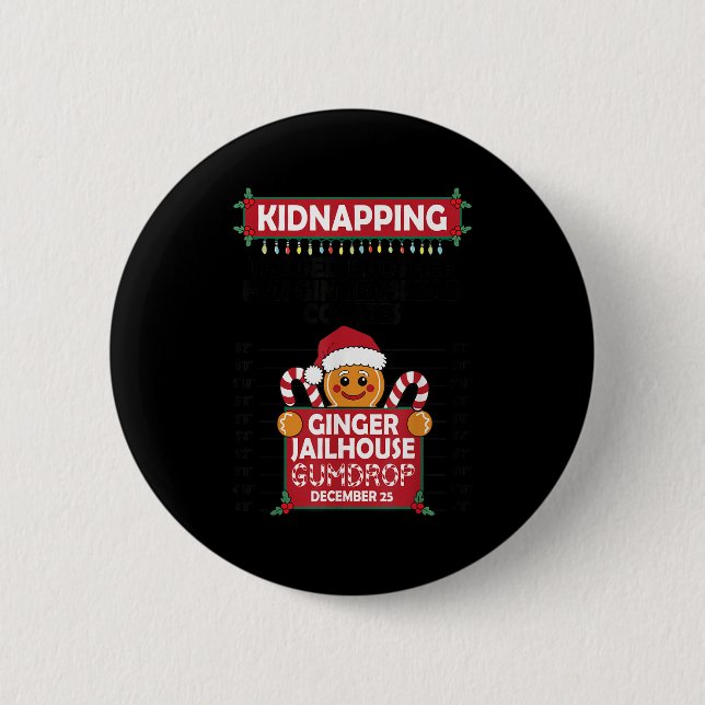 Macaron Rond 5 Cm Christmas Gingerbread Man Ginger Jailhouse Kidnapn (Devant)