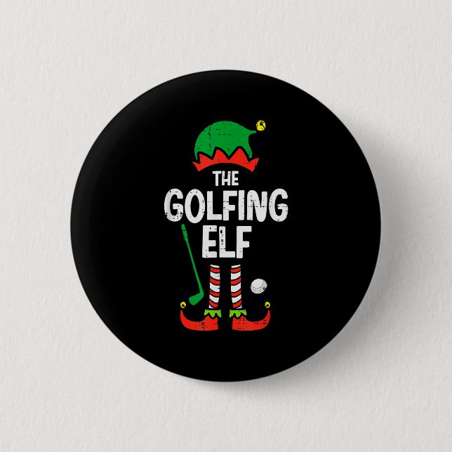 Macaron Rond 5 Cm Christmas Golfing Elf Xmas Golf Family Match Golfe (Devant)