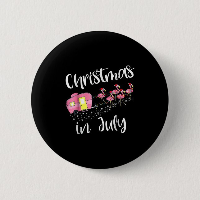Macaron Rond 5 Cm Christmas In July Flamingo Nk  (Devant)