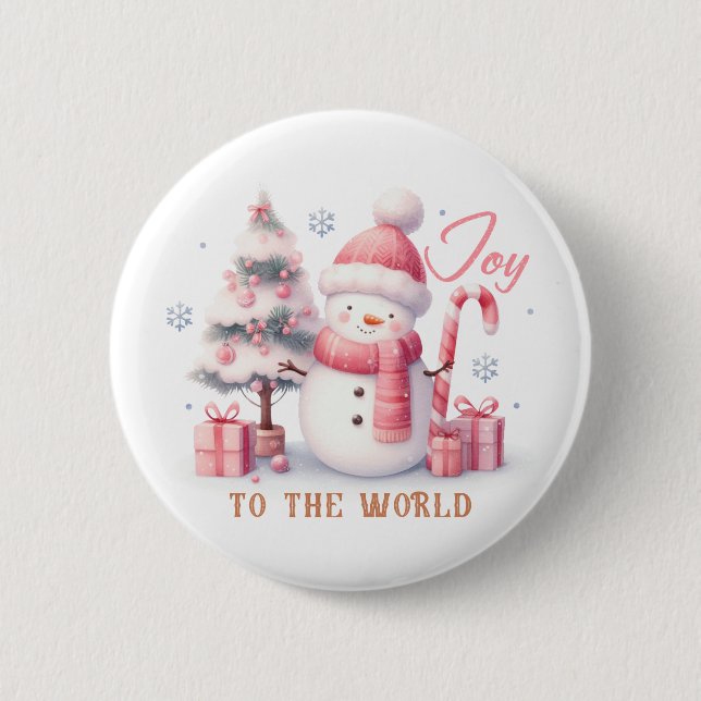 Macaron Rond 5 Cm Christmas Joy to the World Button (Devant)