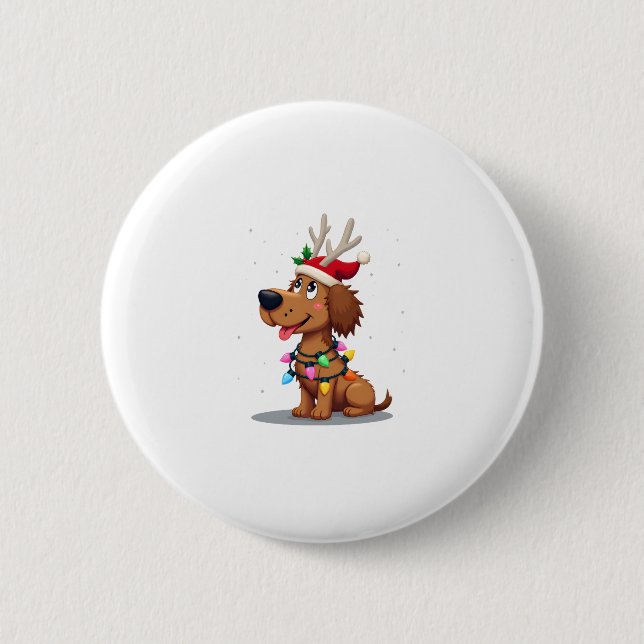Macaron Rond 5 Cm Christmas Lights Soft Coated Wheaten Terrier Dog T (Devant)