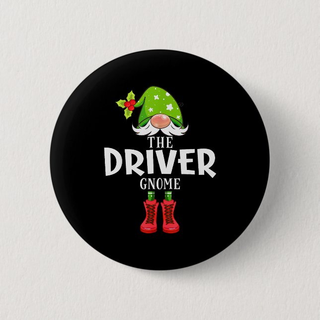 Macaron Rond 5 Cm Christmas Matching Family The Driver Gnome  (Devant)