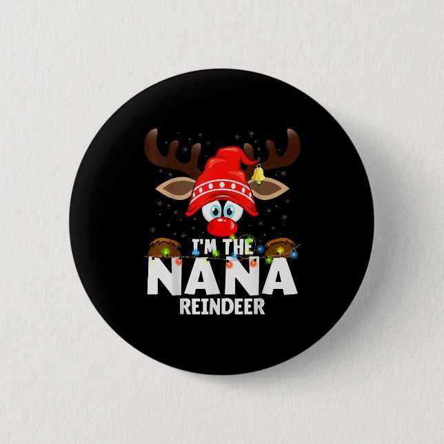 Macaron Rond 5 Cm Christmas Matching I'm The Nana Reindeer  (Devant)