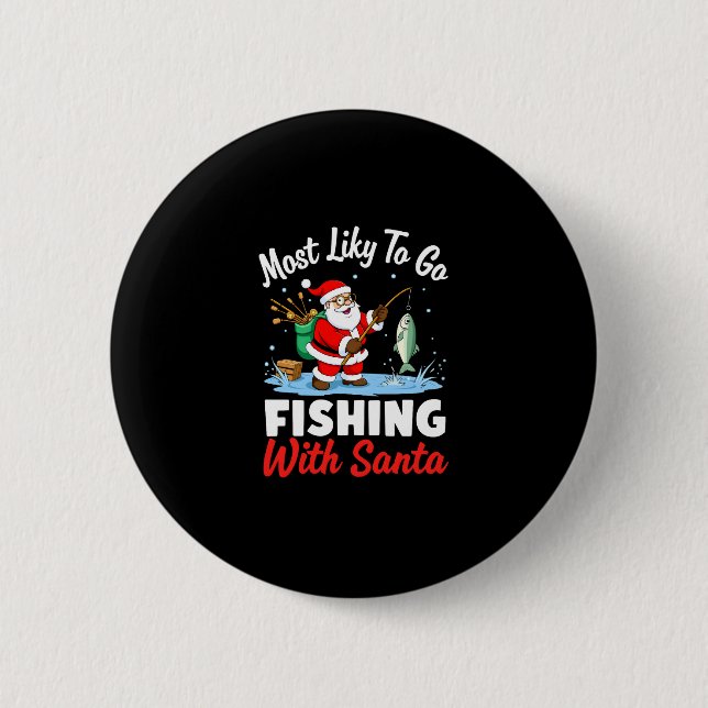 Macaron Rond 5 Cm Christmas Merry Christmas For Gift Fishing Santa ( (Devant)